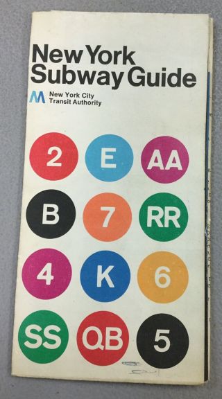 York City Subway Map Guide 1974 Transit Authority Foldup