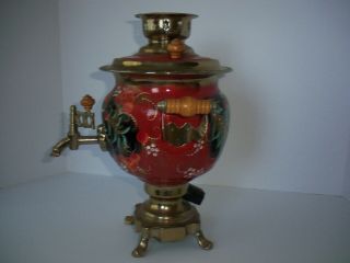 Vintage Russian Electric Samovar Tea Pot Made In Russia Beautifully Hand - Painted