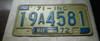 694f - 1 1971 Indiana Car License Plate 19a4581