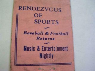 1940 ' s Mickey Miller ' s Theatrical Grill Baseball Returns Cleveland OH MATCHCOVER 2