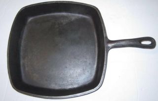 Vintage Cast Iron Square Skillet 2,  10 1/2 " Wide,  Made In The Usa