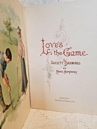 Rare Antique Book Love ' s the Game Society Drawings by Mabel Humphrey 1890 - 1910 5