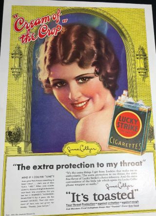 Lucky Strike Cigarette Ad 1932 June Collyer Hollywood Pretty Flapper Girl