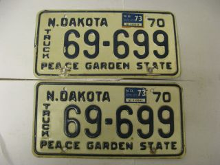 1970 70 1973 73 North Dakota Nd License Plate Truck 69 - 699 Pair