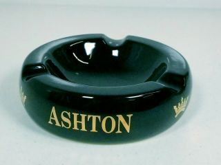Ashton Large Cigar Ashtray Black With Gold Lettering Advertising