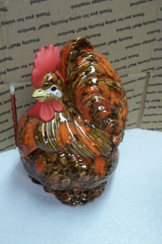 Vintage Atlantic Mold Hand Paint Hen Rooster Chicken Cookie Jar