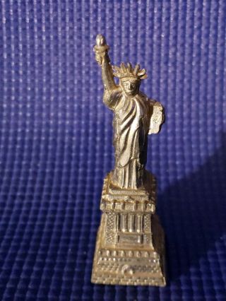 Small Vintage Statue Of Liberty Figurine Cast Metal Nyc York Silvertone