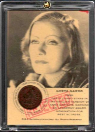 Greta Garbo Movie Star Coin Card Error W/ 100,  Year Old Cent L 52