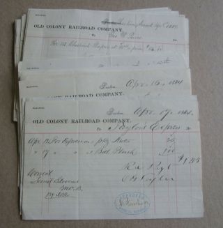 Of 50 Old 1884 Old Colony Railroad - Voucher Documents Boston