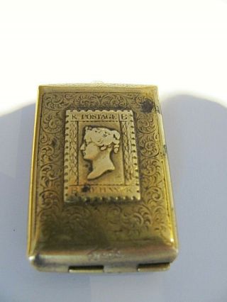 Antique Brass Stamp Needle Case Rare W.  Avery Victorian Circa 1876