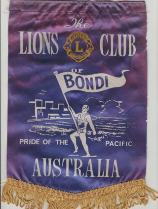 1 Lions Club Bondi Australia Pennant/flag 26 X 19 Cm S/h