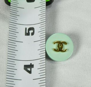 Chanel Buttons 10 Pc Light Green Gold CC back stamped for dress jacket blouse 5