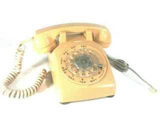 Vintage Itt Cream Color Rotary Dial Phone With All Cords