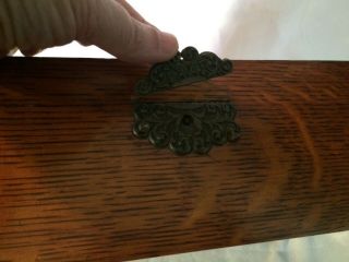 Vintage Antique Wooden Oak Cigar Tobacco Humidor Wood Box Brass Accents 6