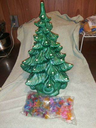 Vtg Holland Style Mold Ceramic Christmas Tree 2 Piece 17 1/2 "