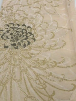 3l04z80 Vintage Japanese Kimono Silk Fabric Light Pink Chrysanthemum 53.  5 "