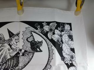 Towel Coven Of Witches Burley Hants 100 Cotton White Black Cat Bat Broom Frog