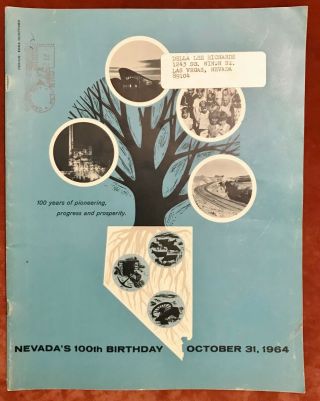 Vintage 1964 Nevada Centennial Official Program/guide - Northern State Edition