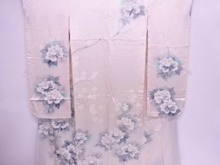 88721 Japanese Kimono / Vintage Furisode / Branch Ume & Peony