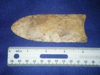 4 1/4 In.  Authentic Arrowhead,  Paleo Clovis Fluted Channel From Missouri