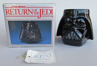 Darth Vader Sigma Mug W/ Box Vintage 1983 Star Wars Ceramic Cup Return Jedi Rotj