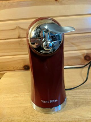West Bend Electric Wine Red Can Opener Model 77214 Bottle Opener Knife Sharpener