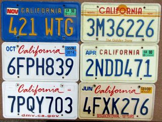 6 California License Plate Looks 2014/older,  Inc.  80s Sun & 70s Ol 
