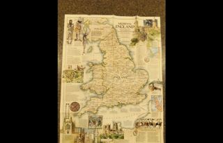 National Geographic Map Of Medieval England 1979