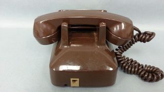 RARE Vintage AUTOMATIC ELECTRIC GTE 1978 Brown Rotary Dial Desktop Phone 3