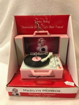 Marilyn Monroe Pink Record Player Ornament Plays " Diamonds.  Best Friend "