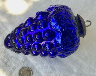 Christmas Ornament Kugel - Style Cobalt Blue Grape Cluster Glass 4 "