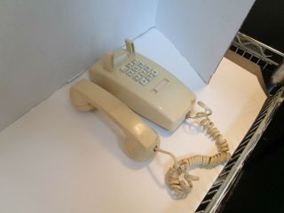 Vintage Tan Beige Phone At & T Wall Connect Push Button Telephone