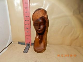 Pretty Wood Carving Of Woman,  Signed Brian Of Hawaii - Minor Scrapes