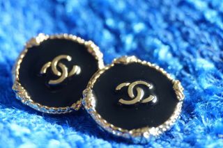 ❤100 Chanel Buttons Cc Logo 0,  8 Inch 20 Mm Gold Tone Metal Black 9 Piec