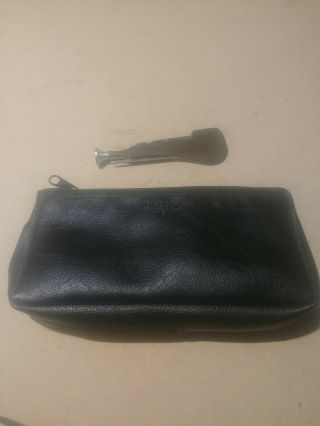 Castleford Black Leather Pipe Tobacco Pouch Case With Rubber Lining & Pipe Tool