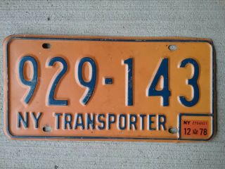 York Orange Transporter 1978 License Plate Tag Hi Quality Transit Dealer Ny