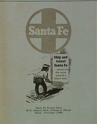 1961 Santa Fe System Lines Railroad Train Indian Boy Ship Travel Rare Print Ad