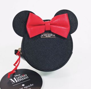 Kate Spade Disney Minnie Red Bow Coin Purse 12k Gold Accents