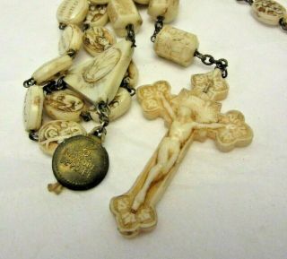 Vintage Ivorine Image Beads Sculpted By C Civelli Rosary Marque De ' Pose ' e Italy 2