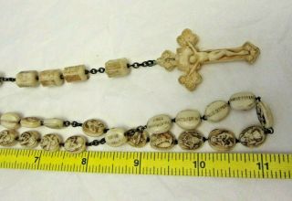 Vintage Ivorine Image Beads Sculpted By C Civelli Rosary Marque De ' Pose ' e Italy 3