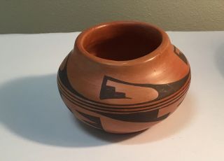 Hopi Pottery Vintage Redware Small Pot Signed Geneva