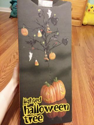 Vintage Lighted Halloween Tree With Ornaments Jcpenney Brand - 15 Inches Tall