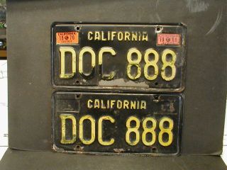 1963 Black & Yellow California License Plates Doc 888 - Dmv Clear