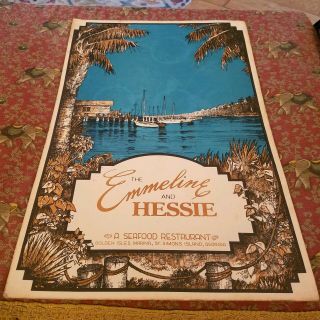 1980s Vintage Dinner Menu The Emmeline And Hessie Restaurant St Simons Island