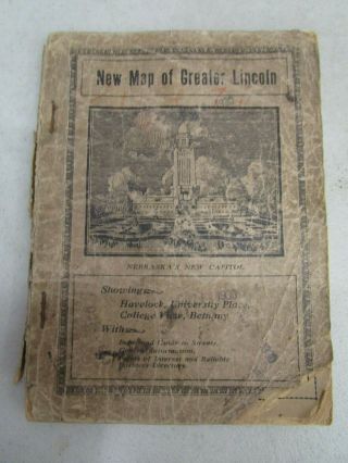 C1920s Map Of Greater Lincoln,  Nebraska - Booklet With Tons Of Advertising
