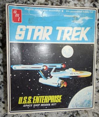 Star Trek Uss Enterprise Space Ship Model Kit Amt Ertl 6676 Toy Pkg 1983