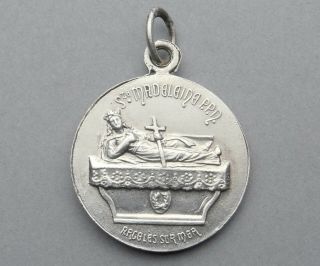 French,  Antique Religious Medal.  Saint Virgin Mary,  Jesus Christ,  Mary Magdalene 3