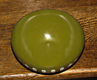 mid century cathrineholm enamel lotus bowl dark green norway 5 1/2 