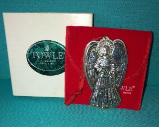 Towle Sterling Silver 2 Sided Angel Christmas Ornament
