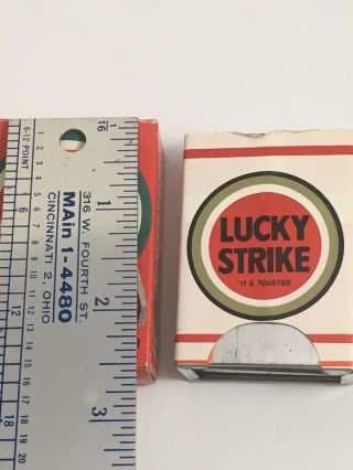 Vintage 1950s Tin Lucky Strike Pull Out Pocket Ashtray W Box 7